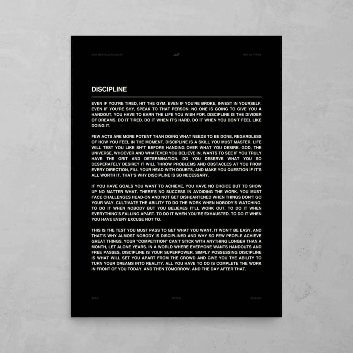 DISCIPLINE SCRIPT (18″×24")