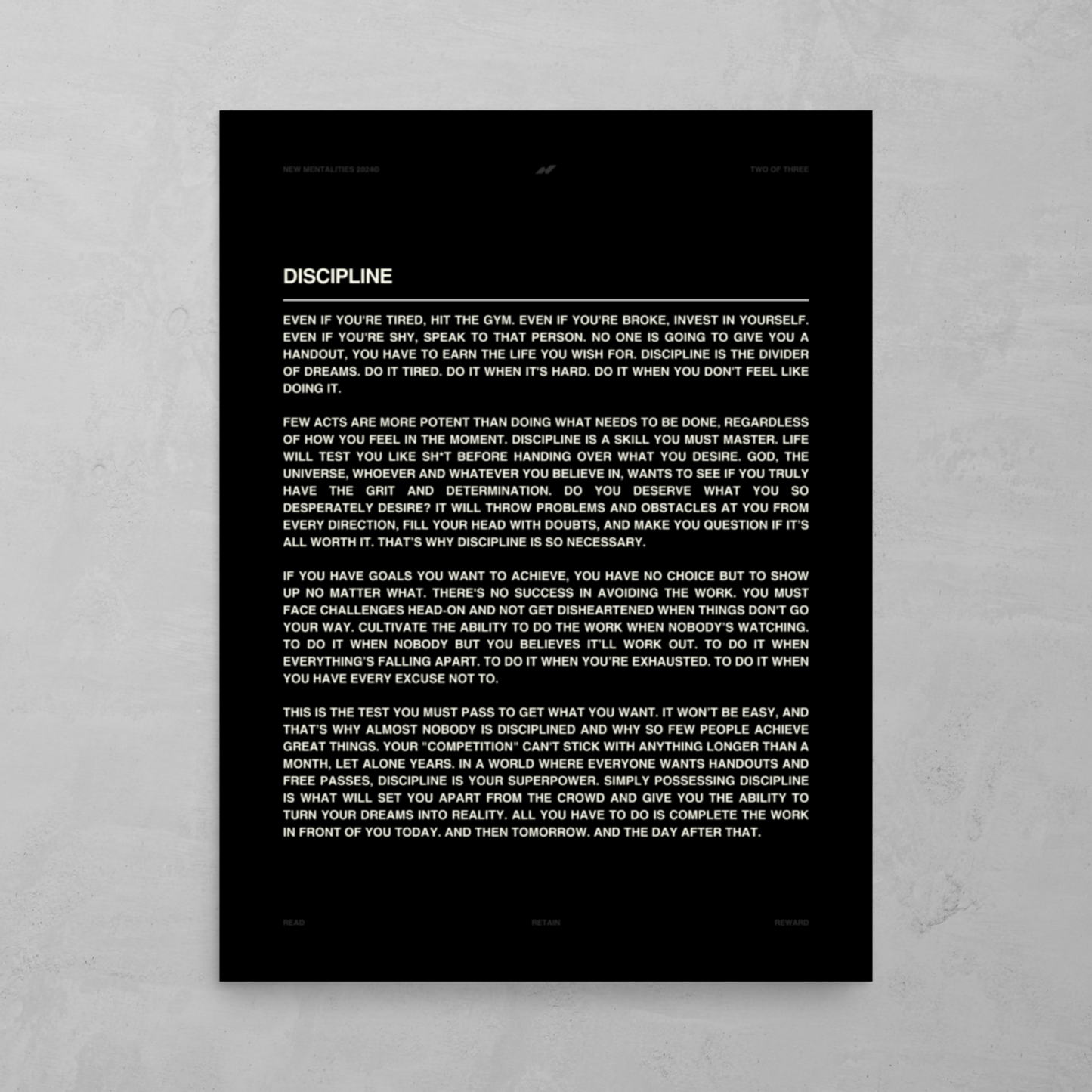 DISCIPLINE SCRIPT (18″×24")